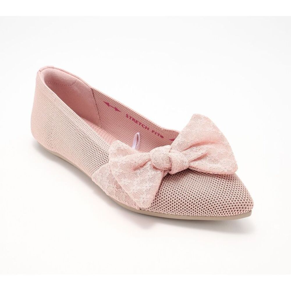 Skechers Women's Sz 11 Cleo Point Washable Recycled Lace Bow Flats Pink